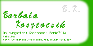 borbala kosztocsik business card